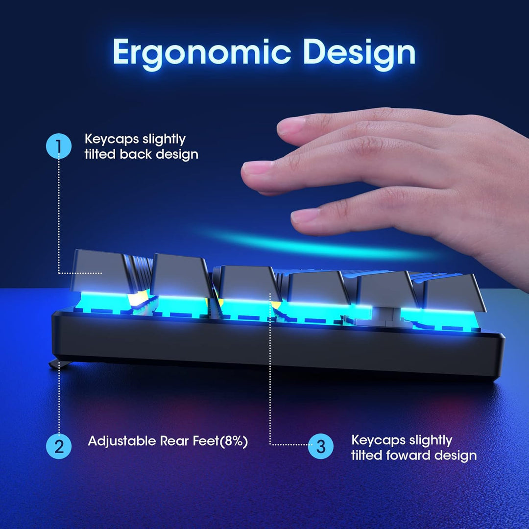 RisoPhy - Teclado mecánico para juegos, RGB 104 teclas, teclado USB...