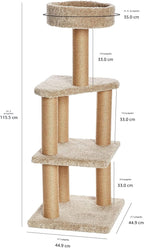 Amazon Basics Torre de actividades de escalada para interiores con postes rascadores, grande, 17.7 x 45.9 pulgadas, beige