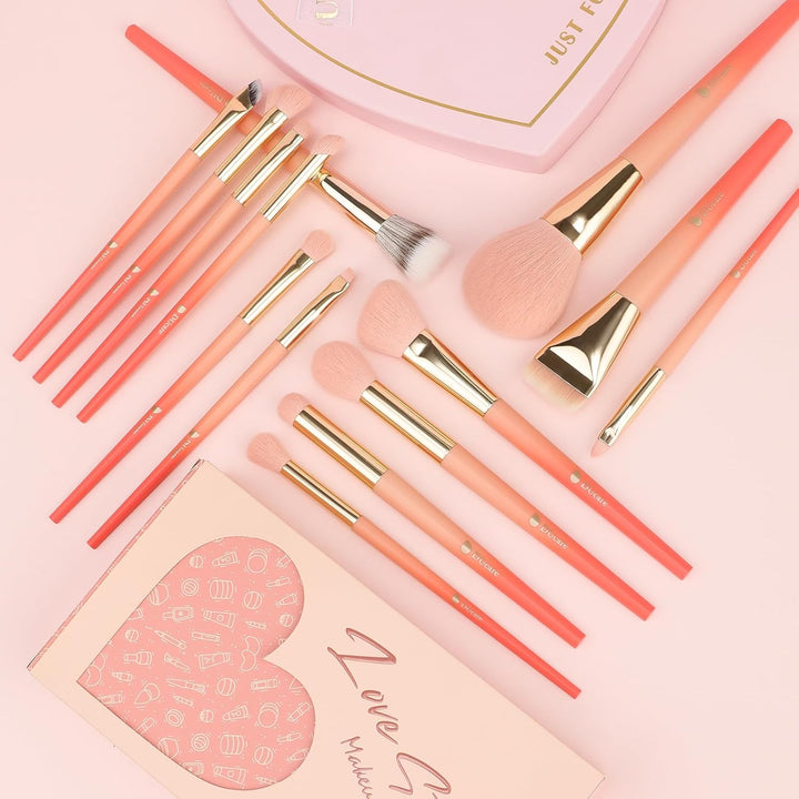DUcare Juego de 14 brochas de maquillaje sintéticas de primera cali...