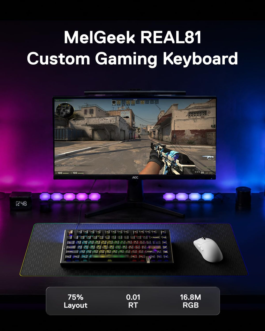 MelGeek Teclado magnético para juegos con efecto Hall con cable REAL81
