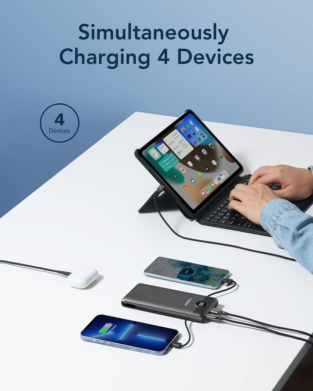 VEGER Cargador portátil para iPhone con cables integrados y enchufe...