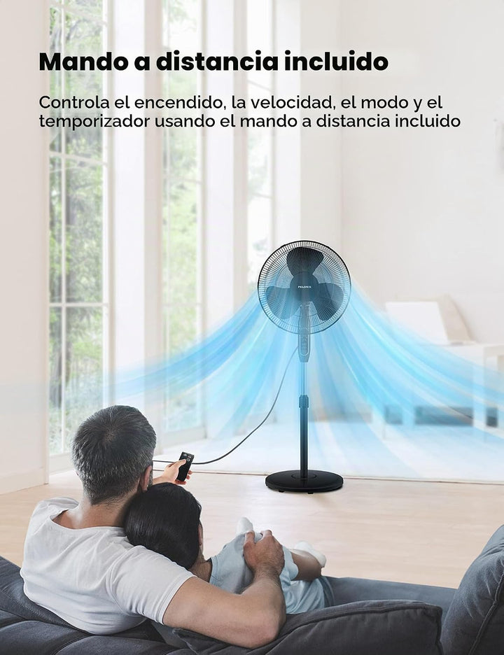 PELONIS Ventilador de pedestal oscilante ajustable de 16" con c...