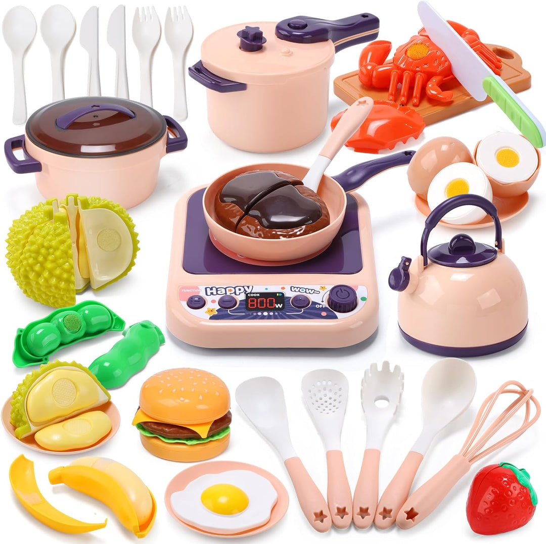 CUTE STONE Accesorios de cocina para niños, juego de ollas y sarten...