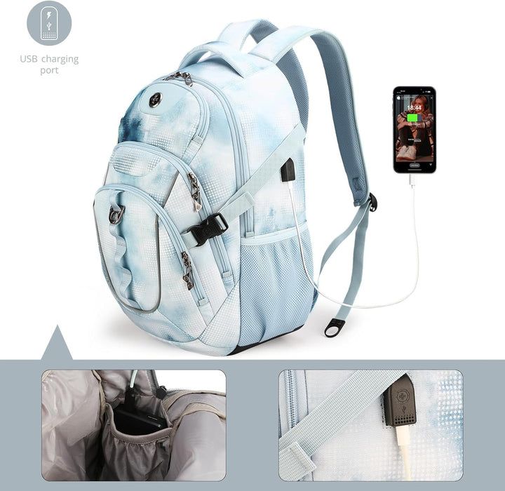 Swissdigital Mochila para laptop con puerto de carga USB, mochila d...