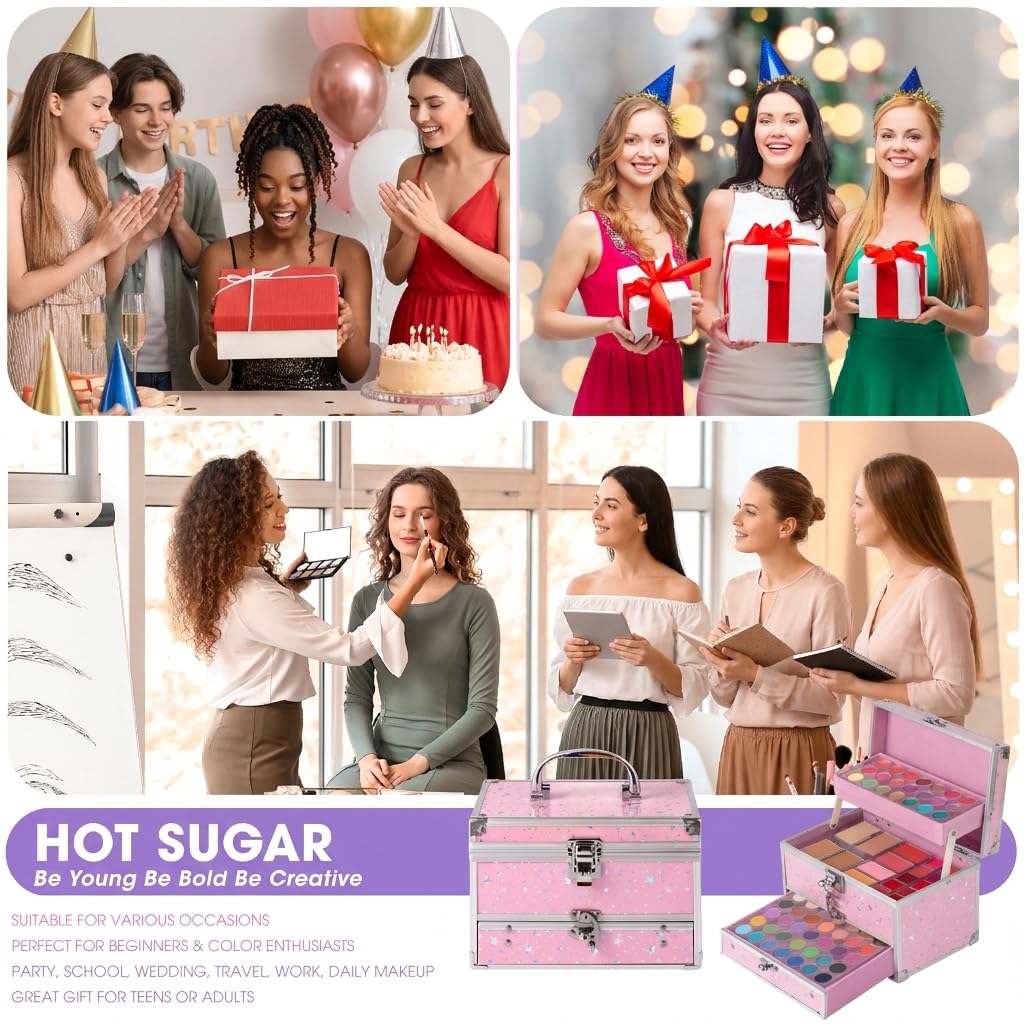 Kit de maquillaje Hot Sugar para adolescentes con estuche de tren,...