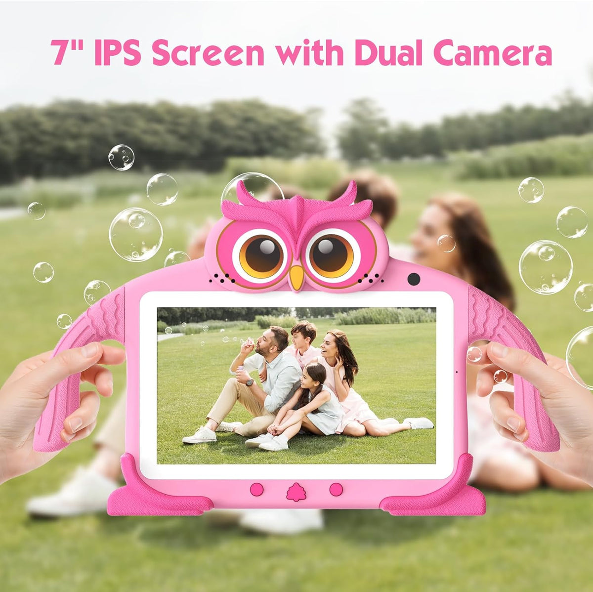 Tableta para niños de 7 pulgadas, tableta de 32 GB para niños de 3 a 7 años, Rosa