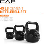 CAP Barbell Juego de pesas de cemento de 45 LB – Pesas de 10 lb, 15 lb y 20 lb recubiertas de vinilo para entrenamiento de fuerza, cardio, entrenamiento cruzado y entrenamientos en casa