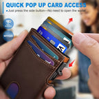 Billetera para hombre, magnética minimalista delgada con soporte para tarjetas desplegable, 9 tarjetas con bloqueo RFID, funda de metal para tarjetas de crédito, clip de dinero envuelto en