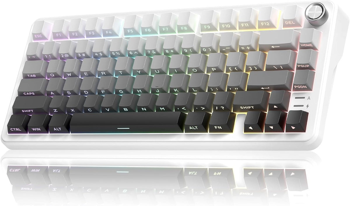 RedThunder Teclado mecánico inalámbrico K75, perilla CNC, Tri-Mode...