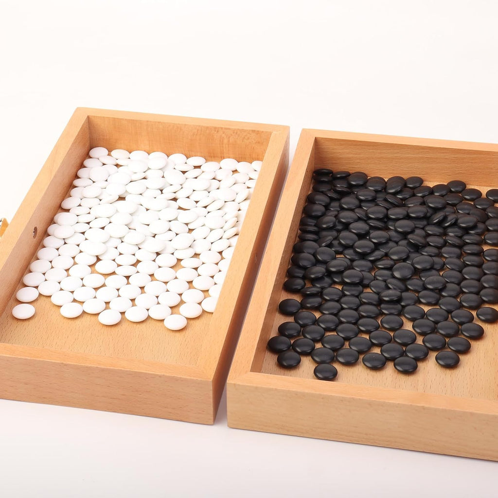 Juego de madera Go con cajones, tablero Go de 11.8 pulgadas con 361 piedras