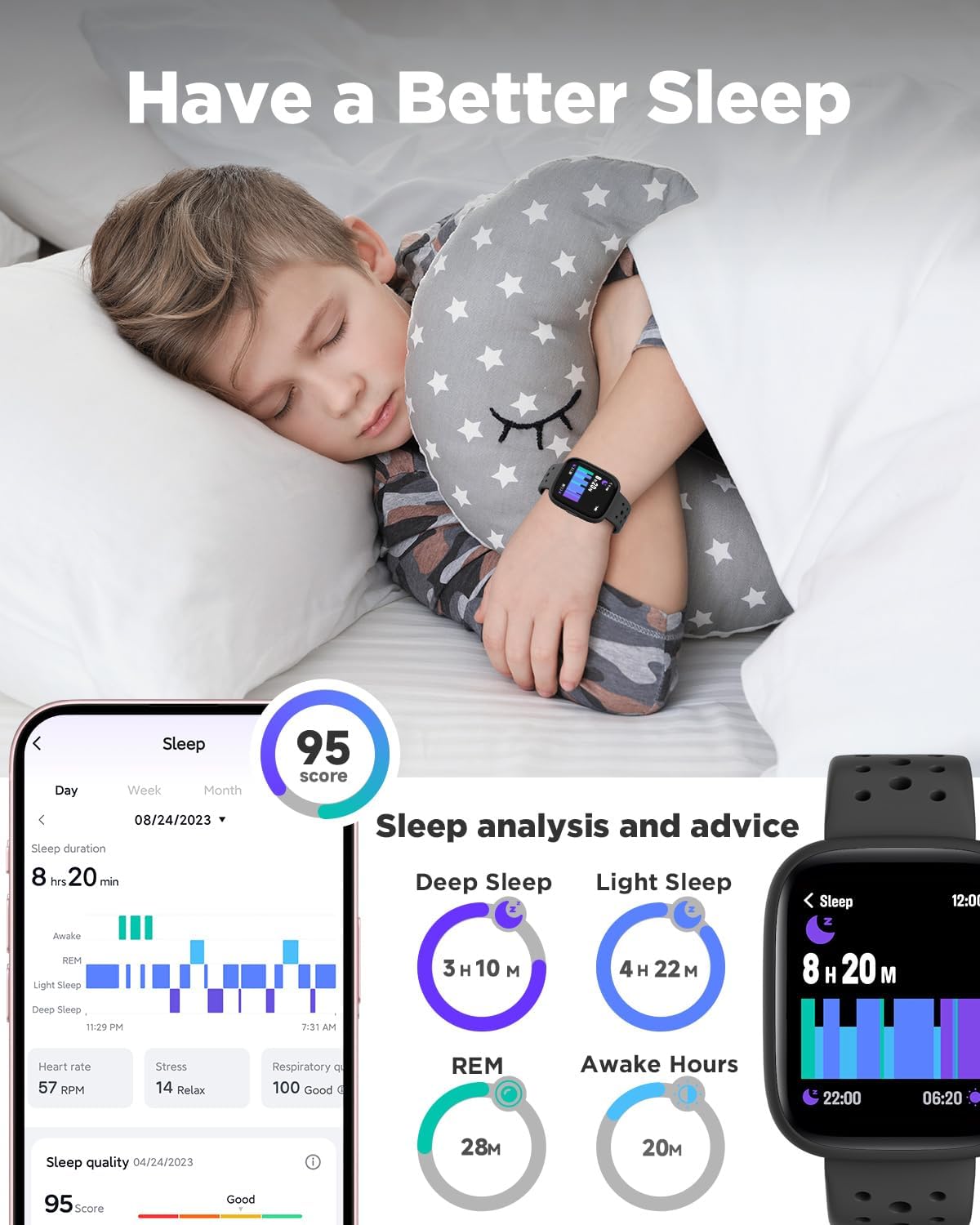 BIGGERFIVE Reloj inteligente para niños, no necesita teléfono