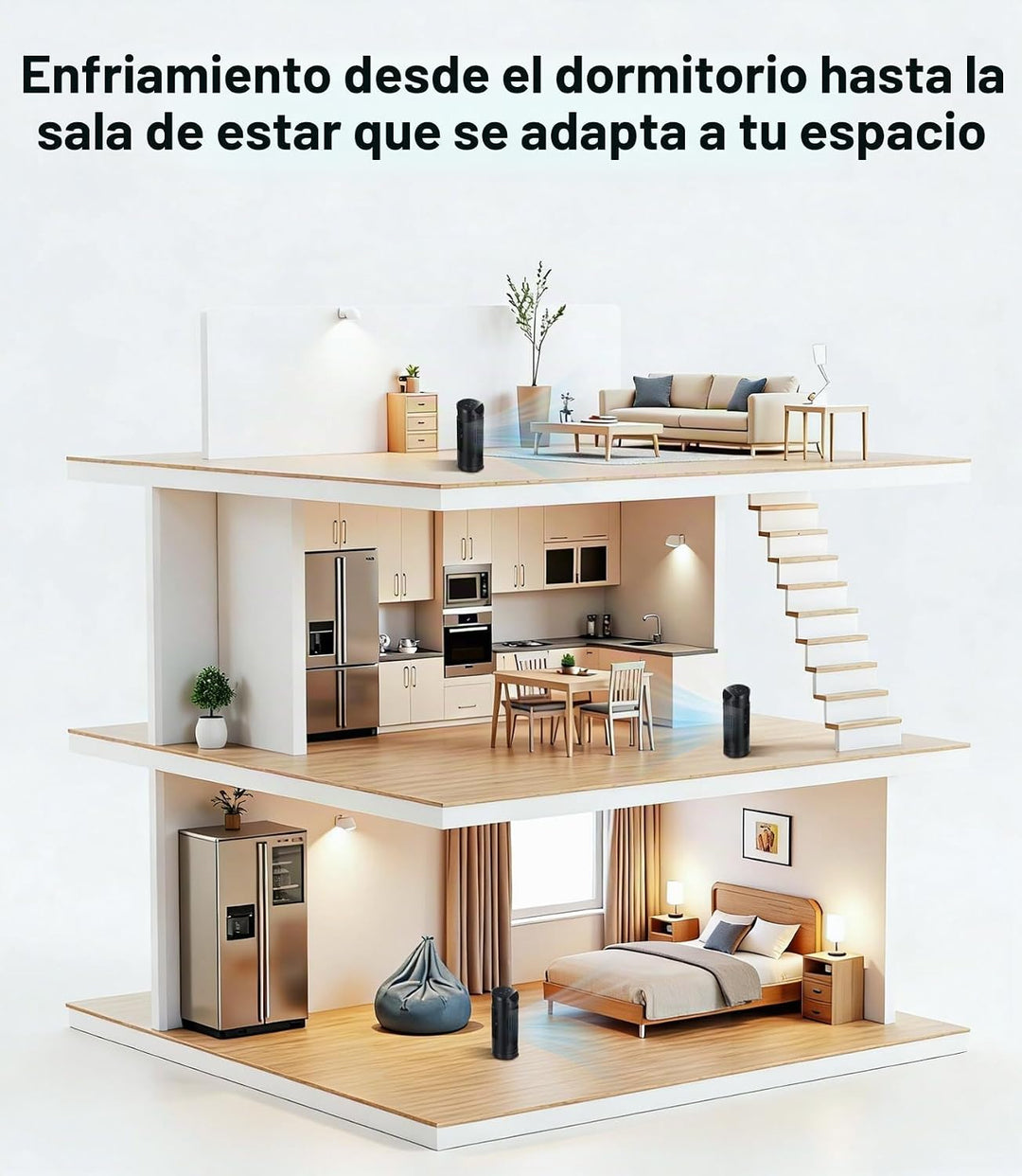 Ventilador de torre personal para dormitorio, ventilador de mesa de...