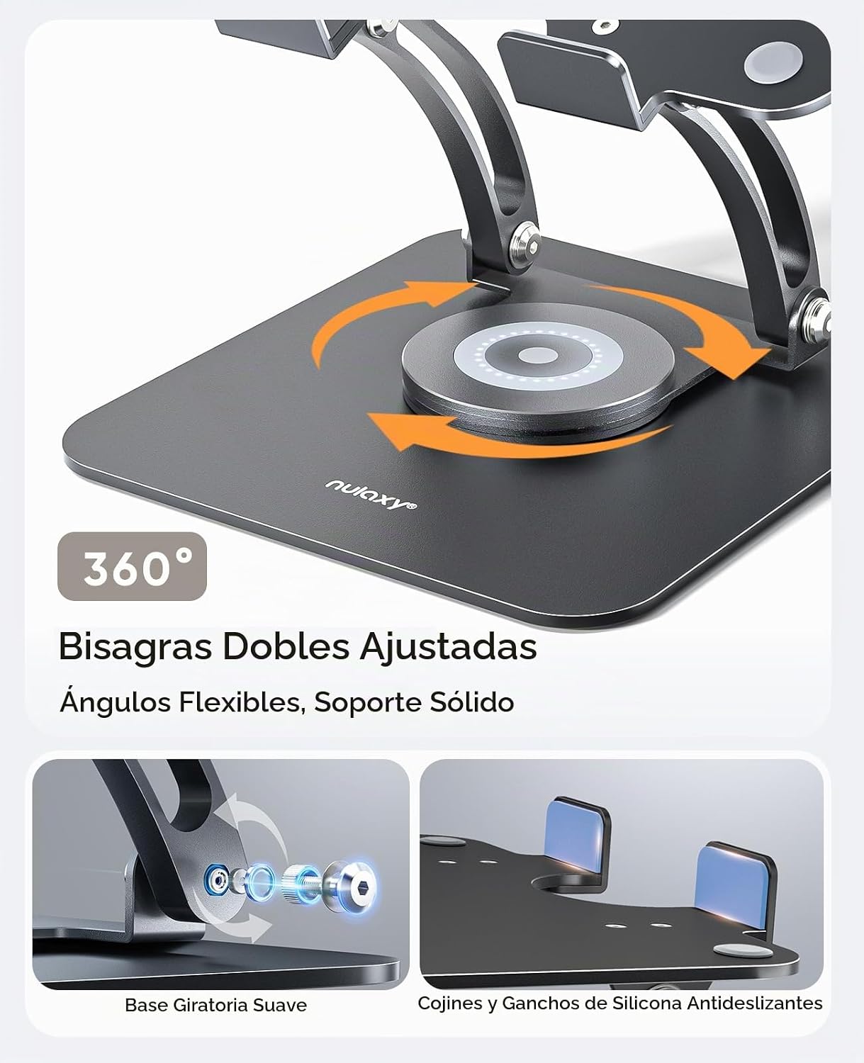 Nulaxy Soporte ergonómico giratorio de 360° para computadora portát...