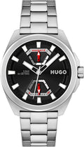HUGO #Expose 1530242 - Reloj multifunción de acero inoxidable y pulsera de eslabones para hombre, color: plateado (modelo: 1530242)