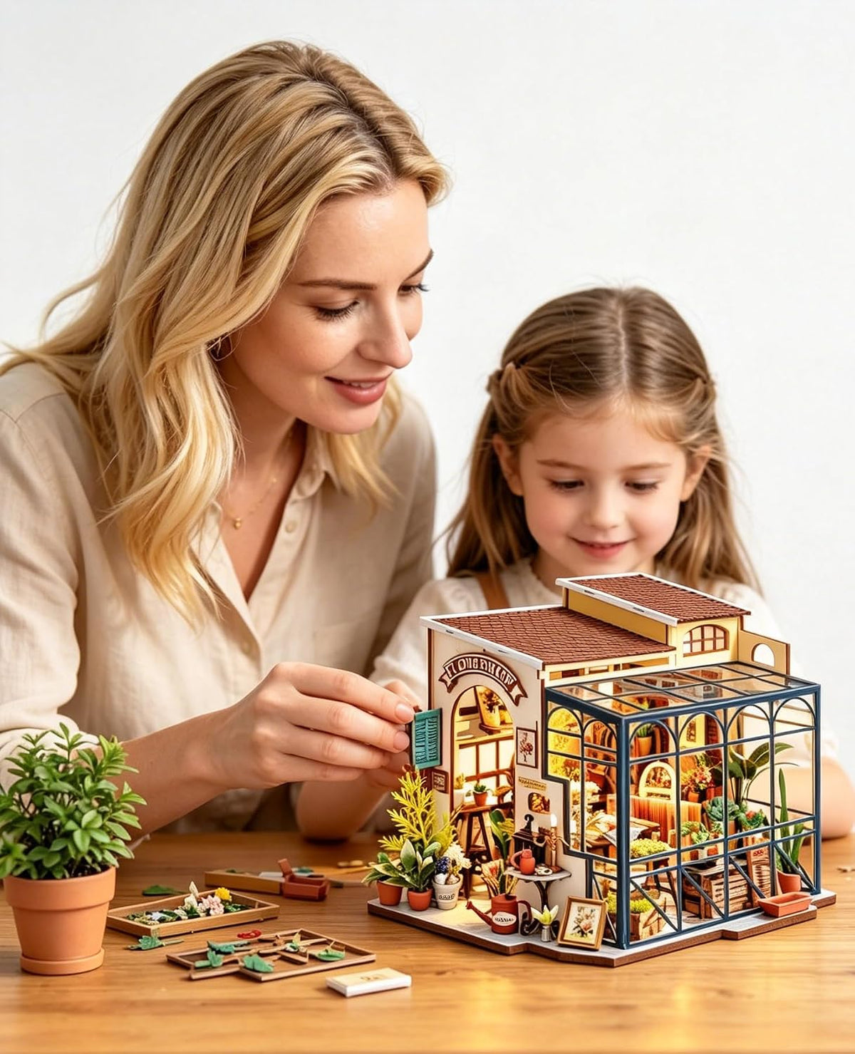 Rolife Kit de Casa en Miniatura DIY Tienda de Flores, Kit de Casa Pequeña para Adultos para Construir, Kit de Fabricación de Mini Casa con Muebles, Decoraciones de Halloween/Navidad/Regalos para