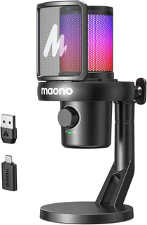 MAONO Micrófono inalámbrico para PC, micrófono condensador de trans...