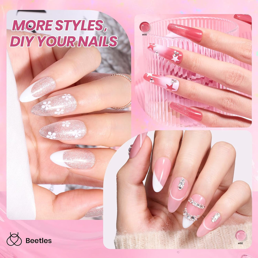 Beetles - Juego de esmaltes de uñas de gel rosa nude - 25 piezas, 2...
