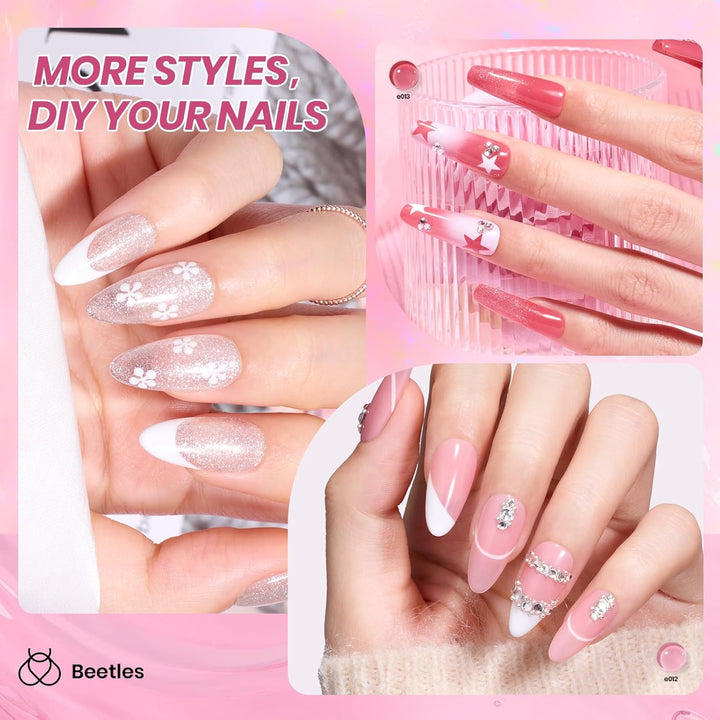 Beetles - Juego de esmaltes de uñas de gel rosa nude - 25 piezas, 2...