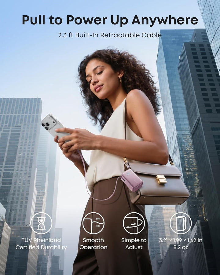 Anker Cargador portátil nano, 45 W 10000 mAh con cable retráctil de...