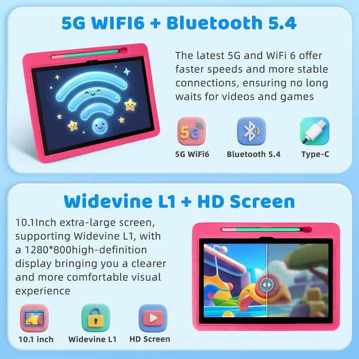 UKIDOZ - Tableta para niños Android 16 mejorada 2026, de 10 pulgada...