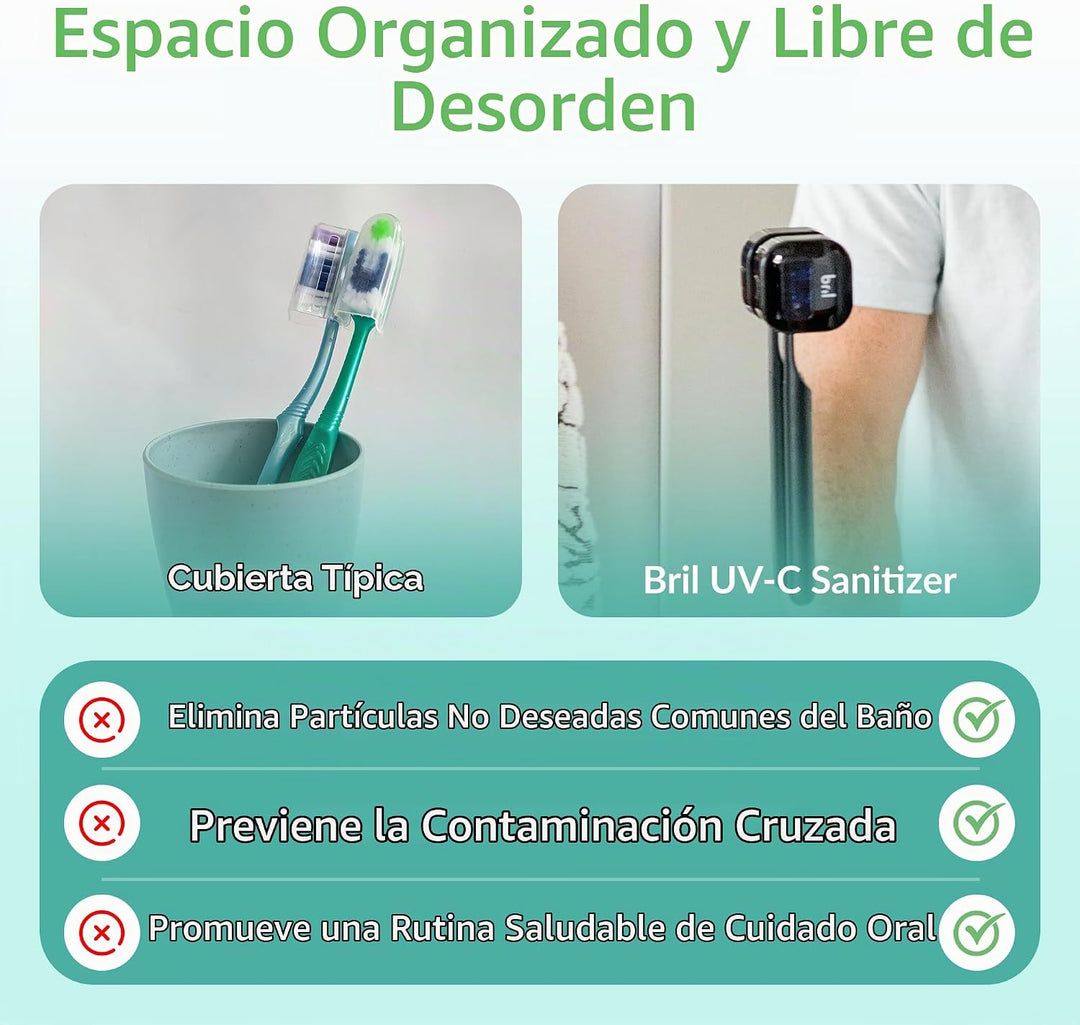 Bril UV-C Desinfectante y soporte para cepillo de dientes, limpiado...