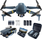 Drone 4K con cámara, tiempo de vuelo de 84 minutos, 3 baterías, cuadricóptero motor sin escobillas con rango de control de 2650 pies, vuelo automático, sígueme para principiantes