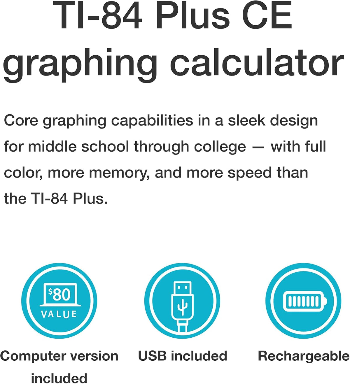 Calculadora gráfica TI84PLSCEBLUBRY de Texas Instruments, Negro