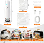 -Sellador al vacío compacto de 80 kPa para alimentos (máquina selladora al vacío + 30 bolsas reutilizables), máquina selladora al vacío de mano inalámbrica portátil mini sellador de alimentos para