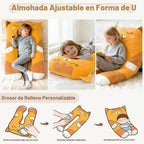 Almohadas largas de felpa en forma de U de 47x23 pulgadas para niños, almohada grande y suave con forma de animal de peluche para dormir, grandes y lindos peluches, funda lavable, regalo para