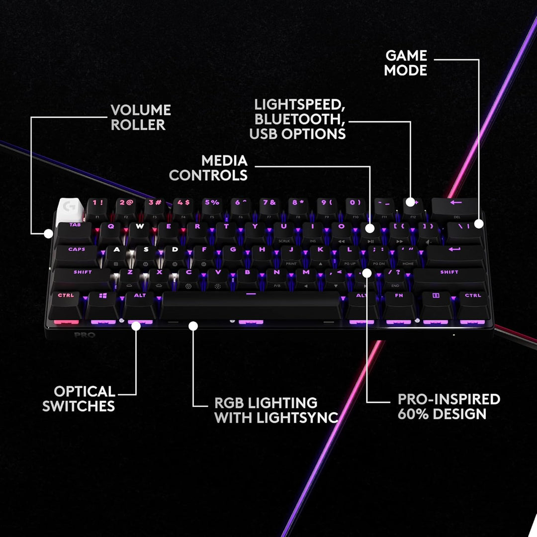 Logitech G PRO X 60 Lightspeed - Teclado inalámbrico para juegos, u...