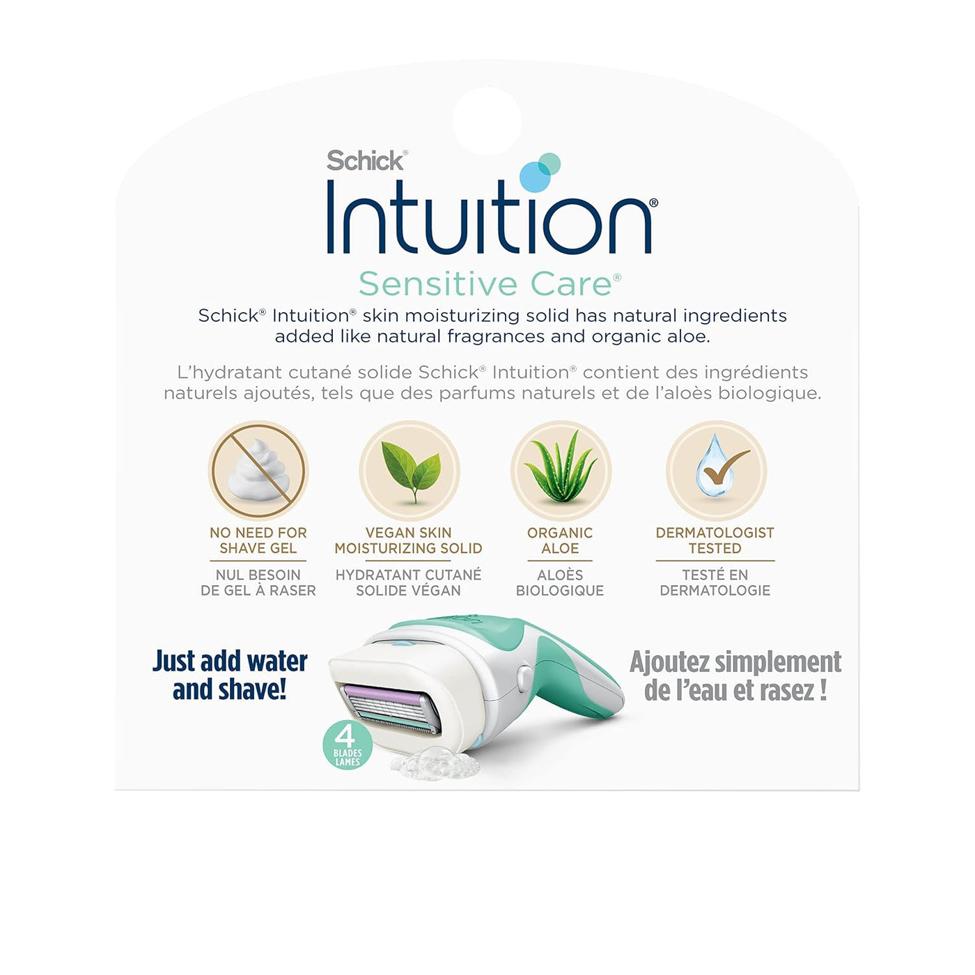INTUITION Schick - Recambio de cuchillas de afeitar para piel sensi...