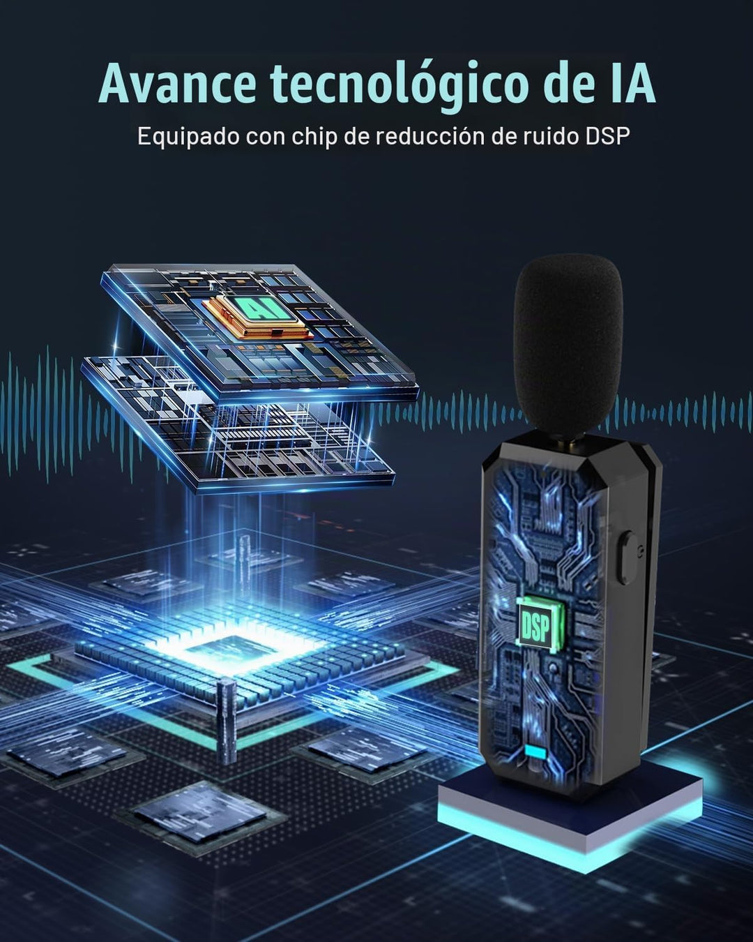 SHIDU Auriculares de micrófono inalámbrico 2.4G Sistema de micrófon...