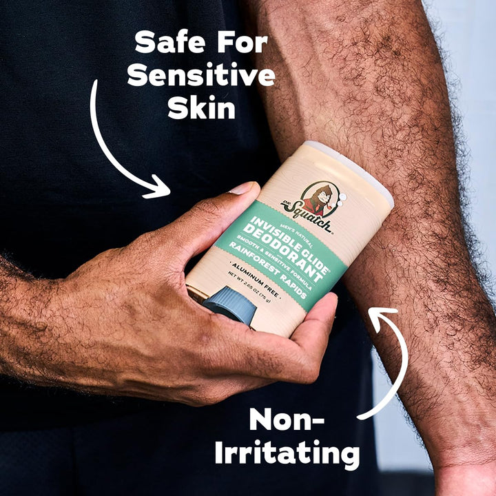 Dr. Squatch Invisible Glide Natural Desodorante para hombre, desliz...