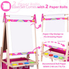 Joyooss Caballete artístico para niños, caballete para niños pequeños, estación de pintura ajustable, caballete de madera, caballete para niños pequeños, pizarra para niños, pizarra blanca y pizarra