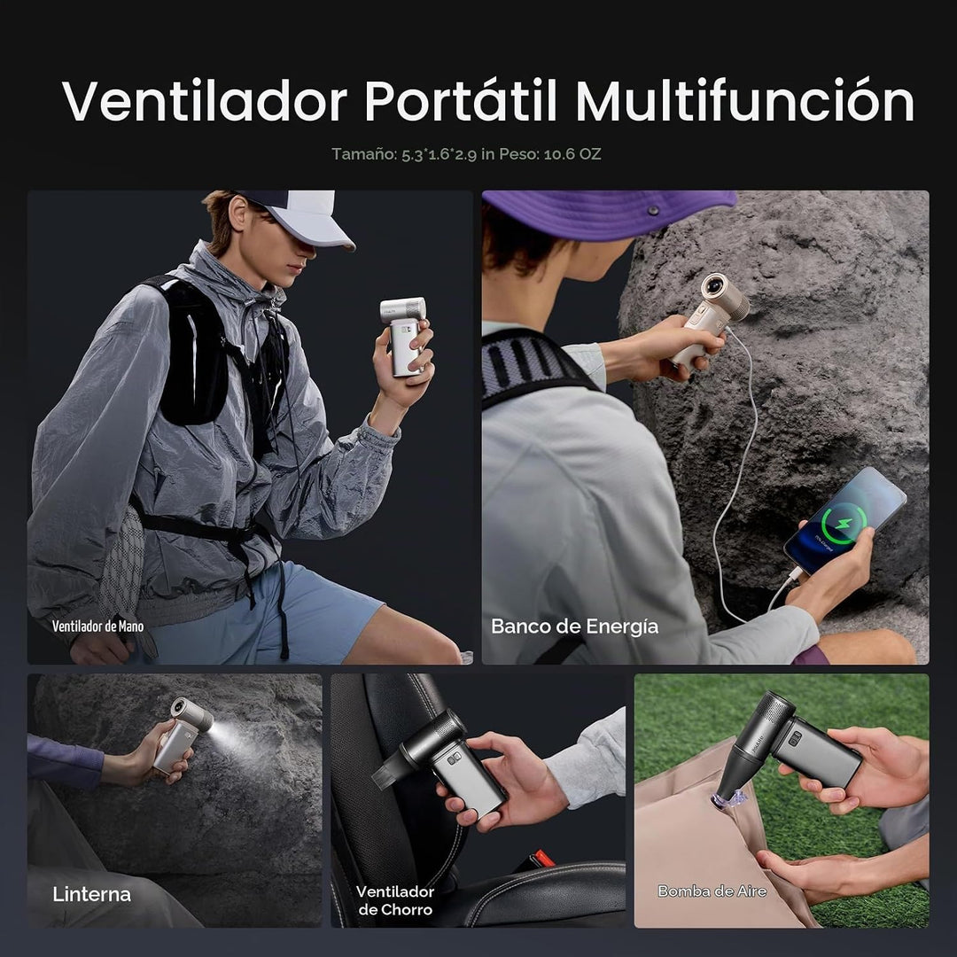 JISULIFE Ventilador Portátil de Mano Ultra2 9000mAh, Máx 25 Hrs, 5...