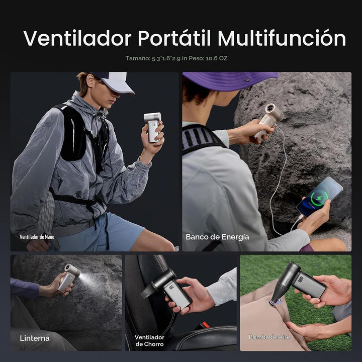 JISULIFE Ventilador Portátil de Mano Ultra2 9000mAh, Máx 25 Hrs, 5...