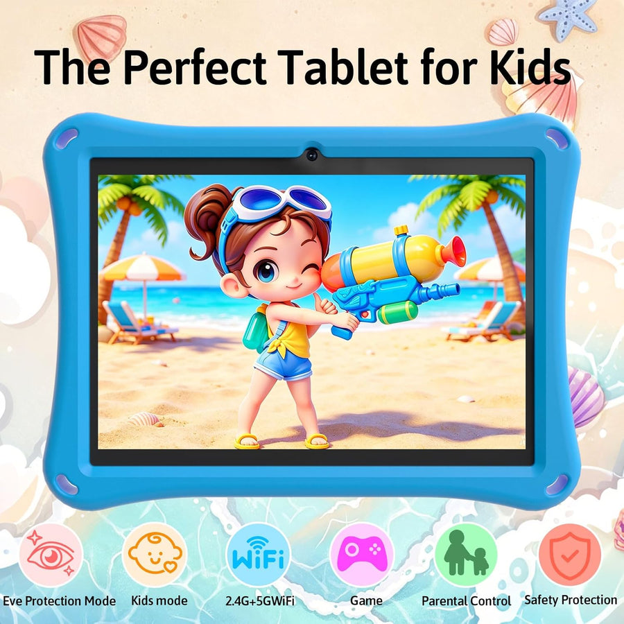 Tableta para niños Android 15 con estuche, tableta de 10 pulgadas p...