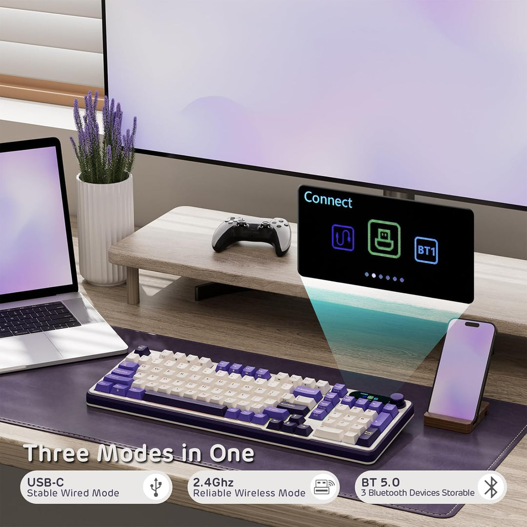 RK ROYAL KLUDGE Teclado mecánico S98 con pantalla inteligente y per...