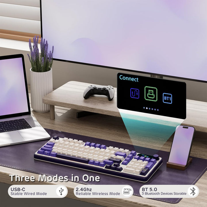 RK ROYAL KLUDGE Teclado mecánico S98 con pantalla inteligente y per...
