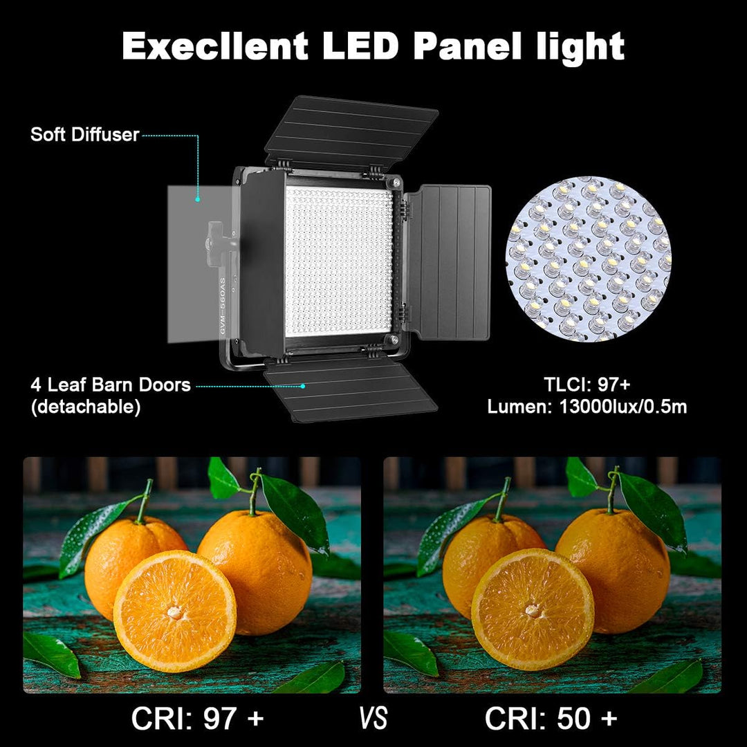 GVM Paquete de 3 kits de iluminación de video LED, bicolor variable...