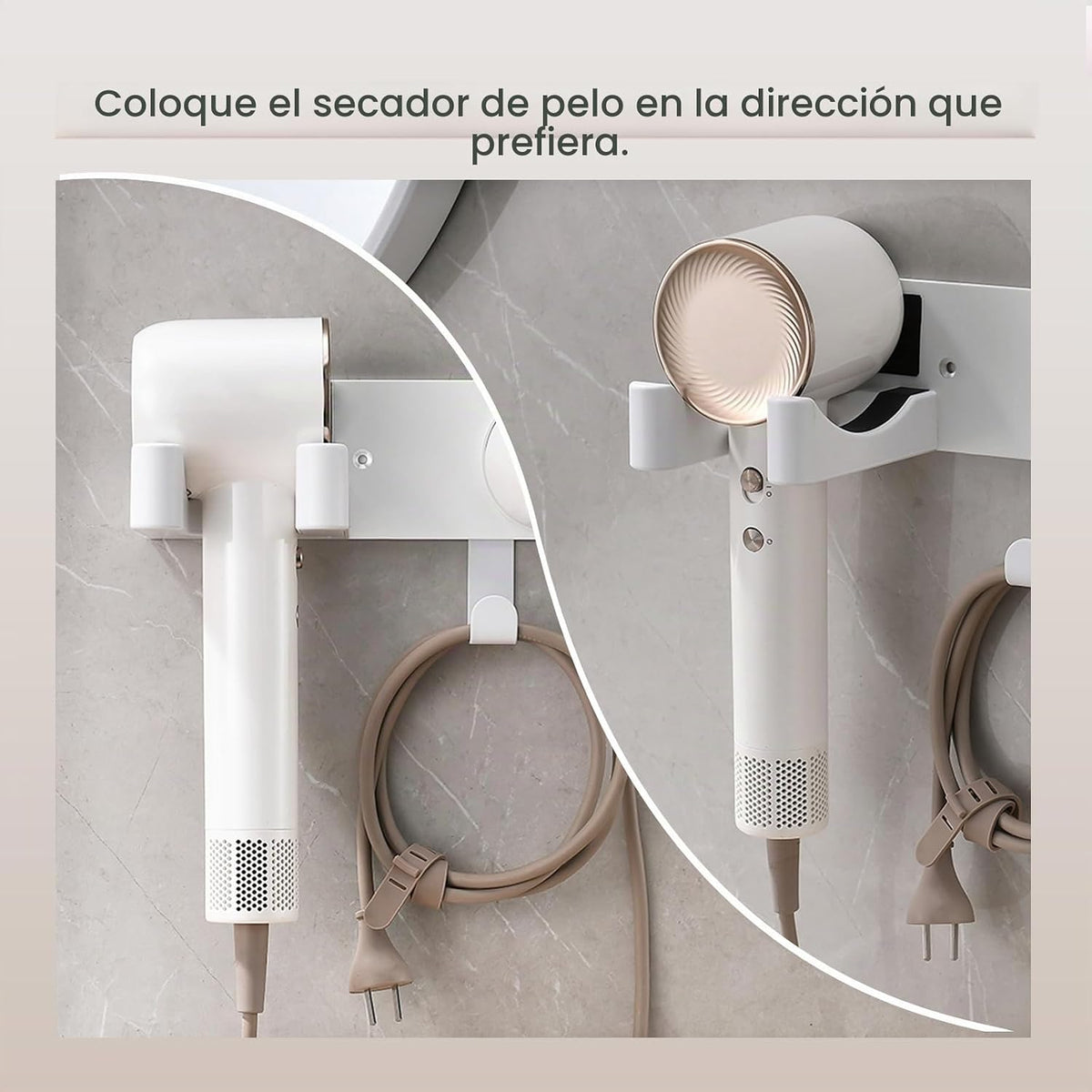 Soporte para secador de pelo blanco, soporte para secadora de pelo