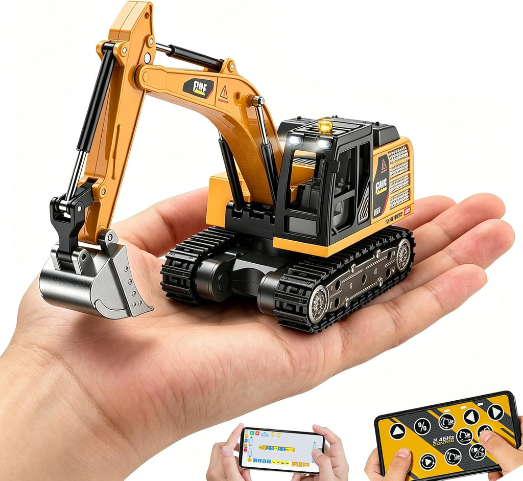 mini RC Excavator Toy 1:64 Vehículo de construcción de aleación de control remoto