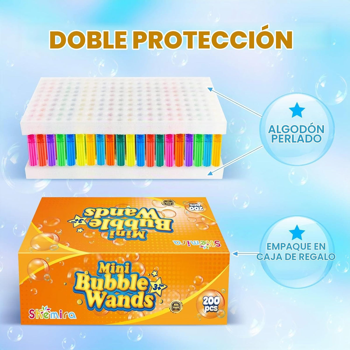 Varita de burbujas, 200 piezas de mini varitas de burbujas a granel en 10