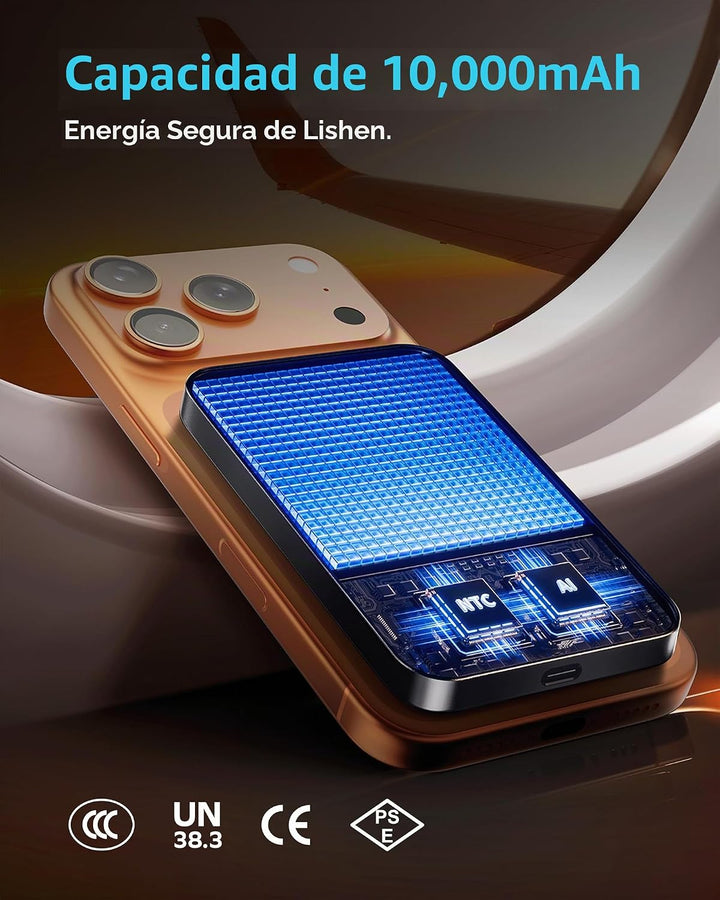 MOMAX Cargador portátil Q.Pass, 10000 mAh Slim Power Bank Qi2 certi...