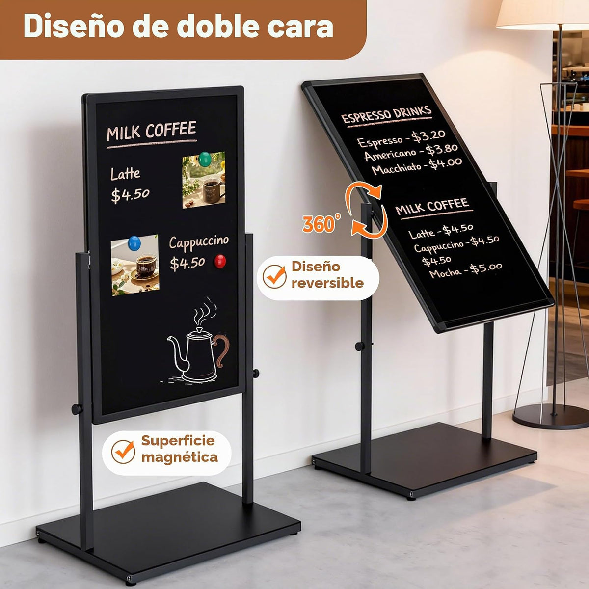 SELEAD - Pizarra magnética con soporte para el suelo, 20 x 45 pulgadas