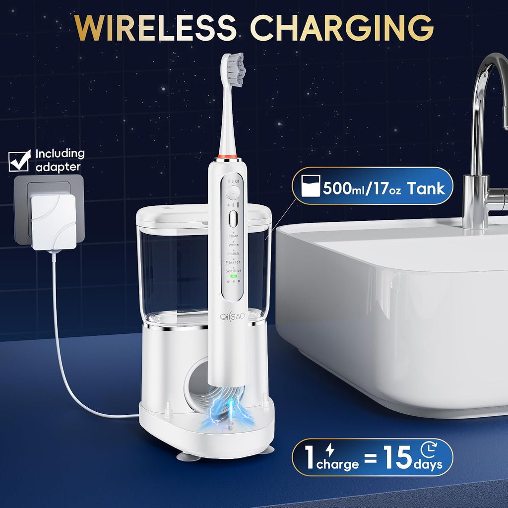 Cepillo de dientes eléctrico con hilo dental de agua, combo de cepillo de