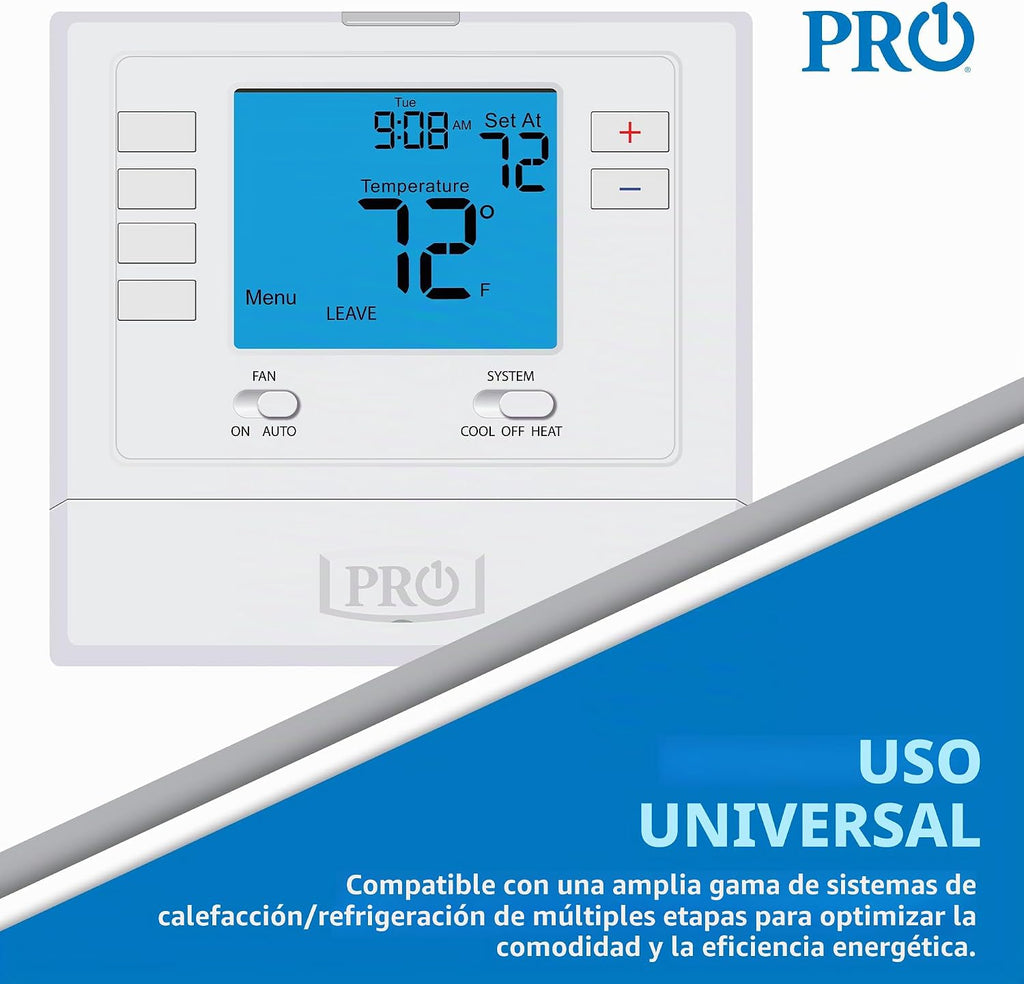 PRO1 T701 - Termostato de pared no programable de una sola etapa para sistemas convencionales de 1 calor/1 frío, termostato digital convencional para el hogar