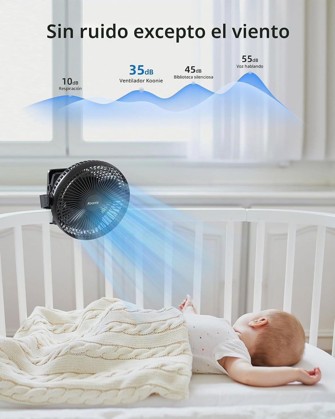 Koonie Ventilador con clip de 8 pulgadas, batería recargable de 100...