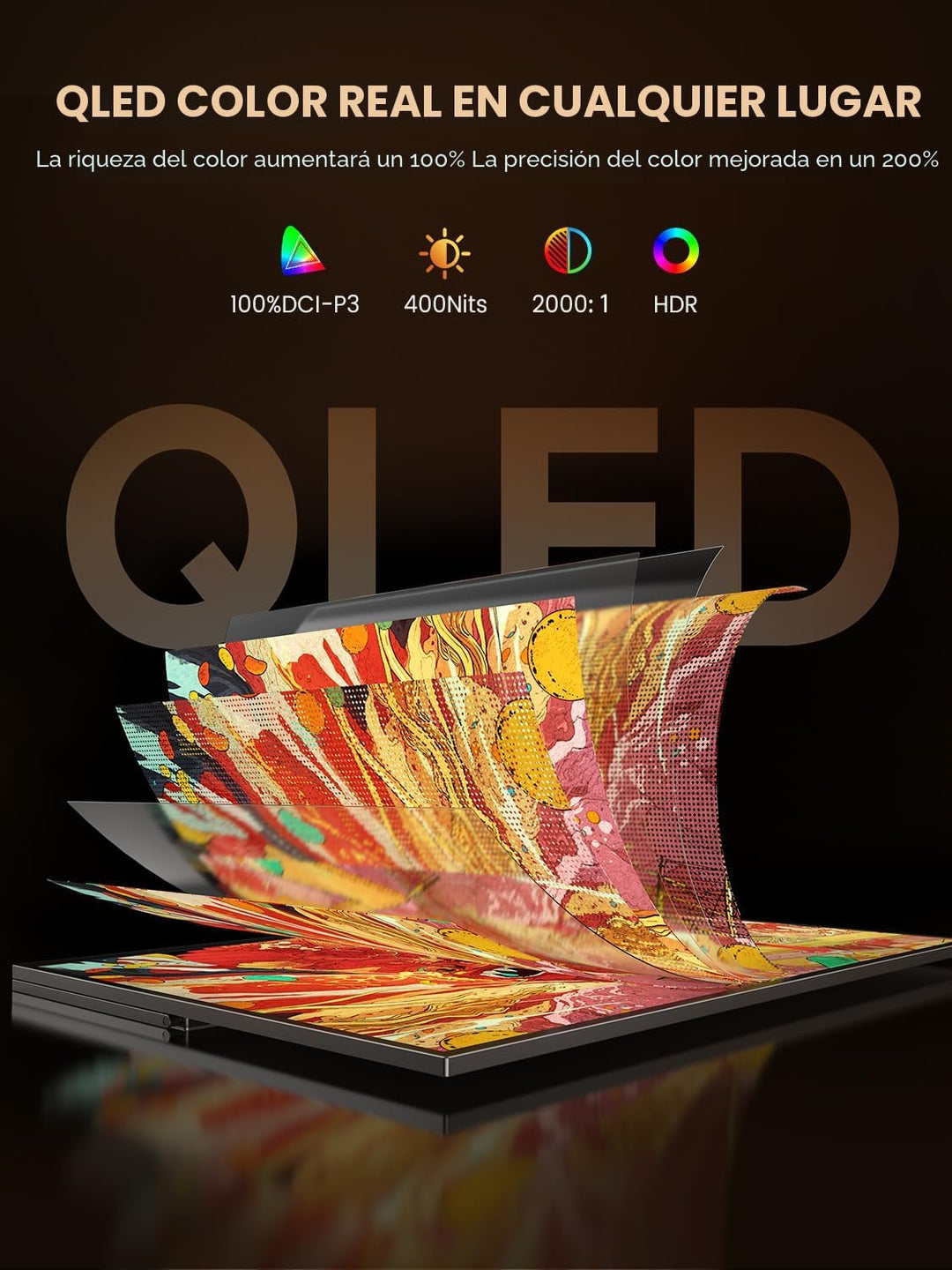 UPERFECT Monitor portátil para juegos 144Hz 2.5K, 16" 0.1ms 100% DC...
