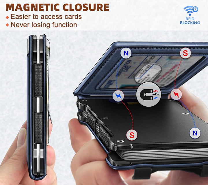 KEMISANT Billetera para hombre - Cartera delgada con clip para dine...